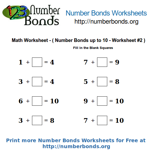 Number Bonds To 10 Worksheets Ks1